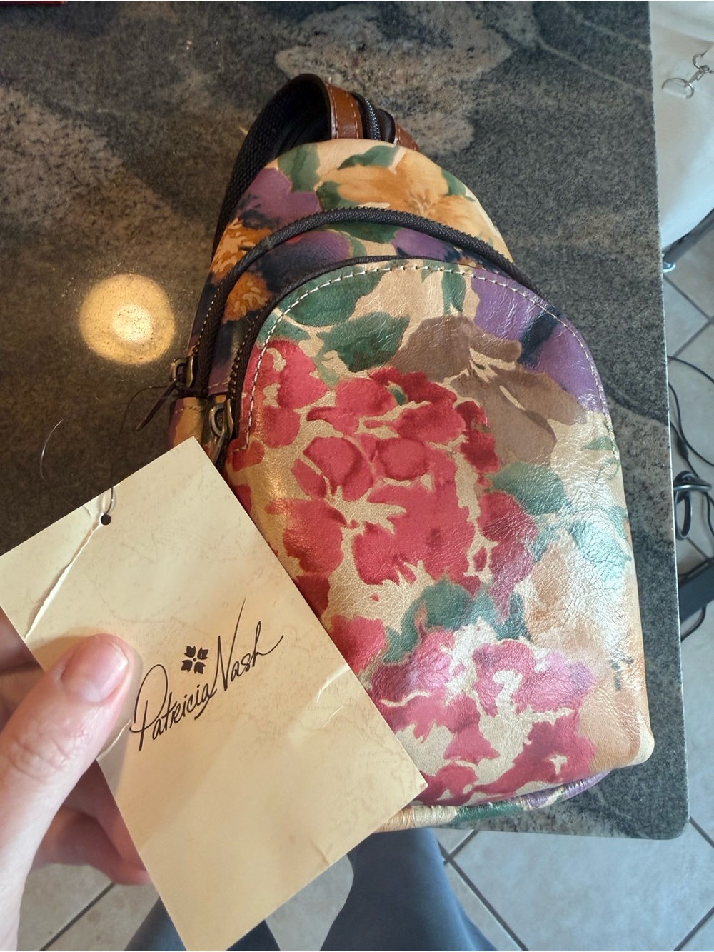 Patricia Nash Floral Leather Crossbody Sling Bag - Multi